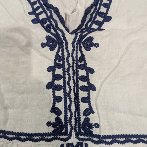 Boden White Linen Dress with Navy Embroidery - Picture 7 of 15